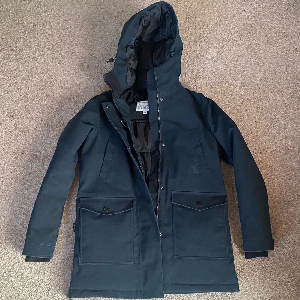 Frank & Oak Navy Hooded Jacket